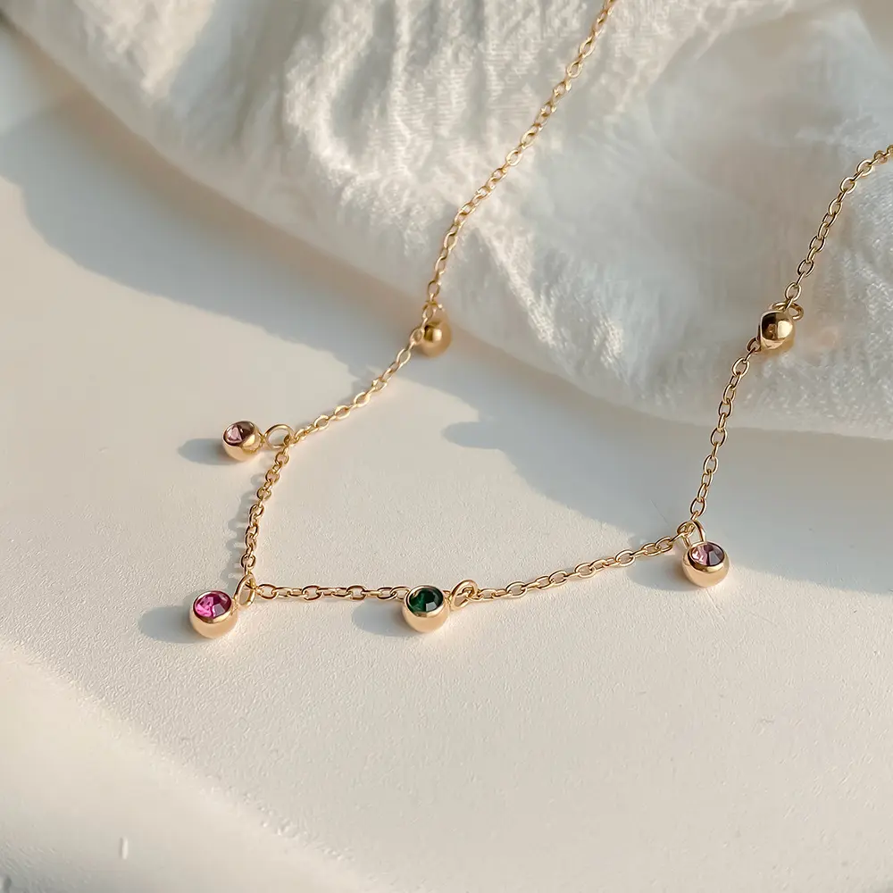 IWAMON-BIJOUX - Collier Chaîne Pierres Colorées Multicolores IWAMON-BIJOUX