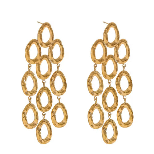 Boucles d'Oreilles "Éclat Solaire" – Cascade de Maillons Martelés IWAMON