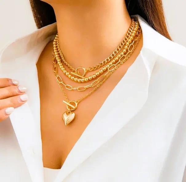 IWAMON-BIJOUX -Collier multi rangs doré sophistiqué IWAMON-BIJOUX