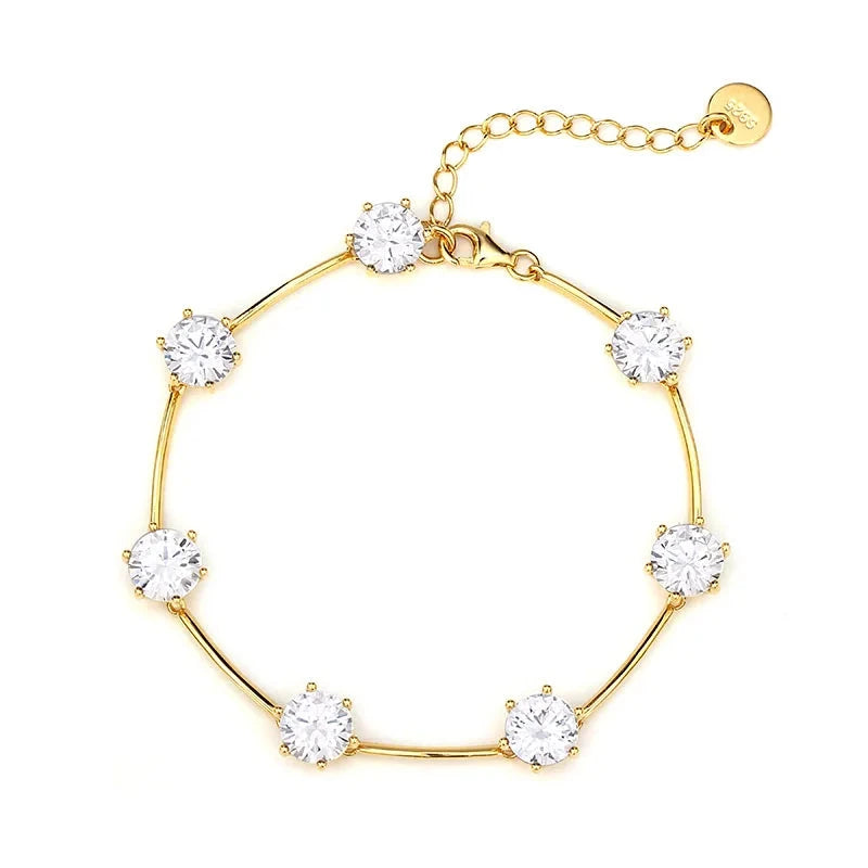 Bracelet Or Jaune 18K Zirconia Cubique 5A - Argent 925 IWAMON-BIJOUX