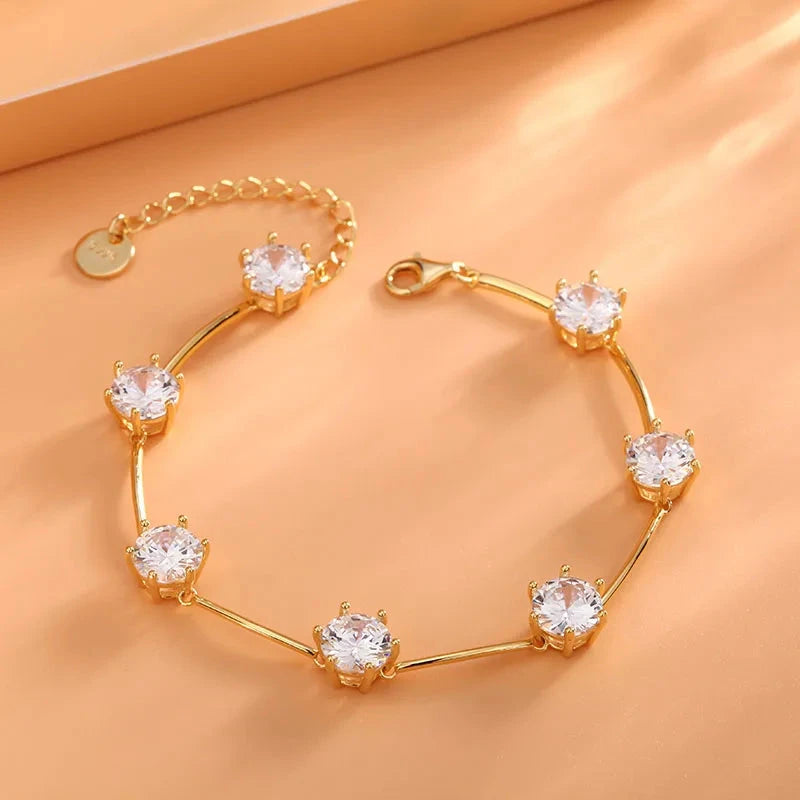 Bracelet Or Jaune 18K Zirconia Cubique 5A - Argent 925 IWAMON-BIJOUX