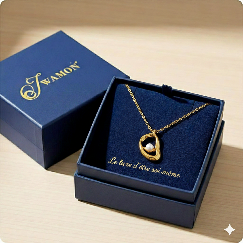 Collier Perle d'Or Organique - Pendentif Plaqué Or 18K avec Perle Naturelle IWAMON