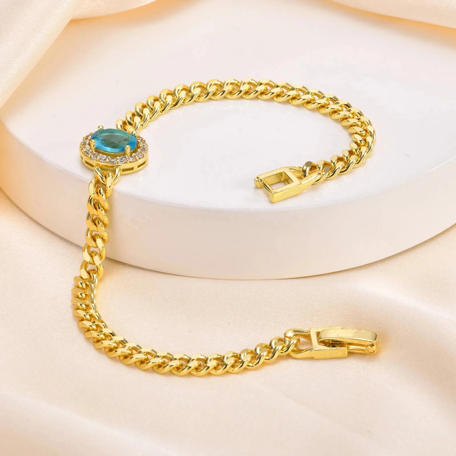 IWAMON-BIJOUX-Bracelets Chaîne Dorés avec Pierres - Zircons Colorés Femme IWAMON-BIJOUX