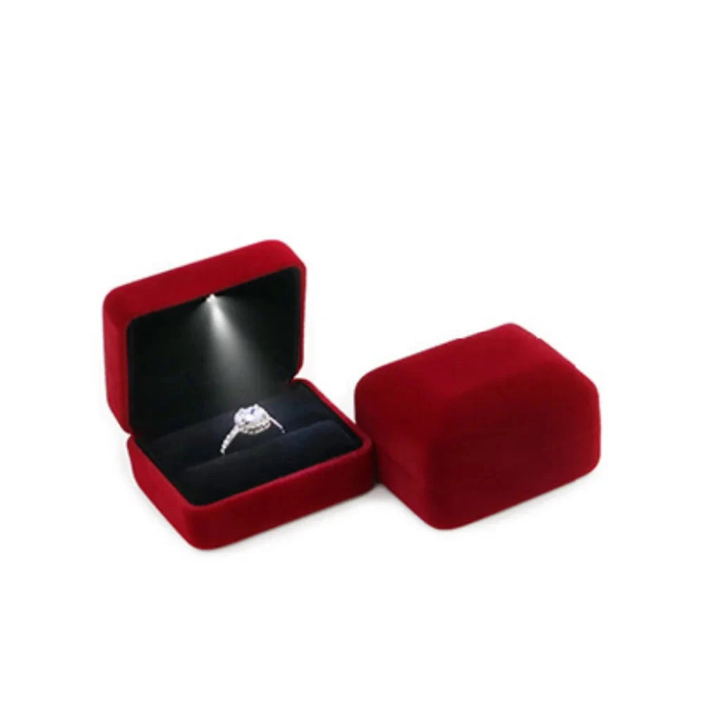 Coffret à bijoux de luxe en velours rouge vin avec éclairage LED IWAMON-BIJOUX