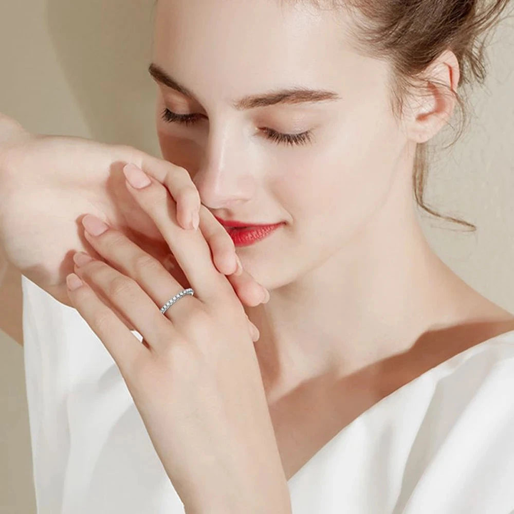 Bague Alliance Éternité Moissanite 2mm - Argent 925 Plaqué Or 18k IWAMON-BIJOUX