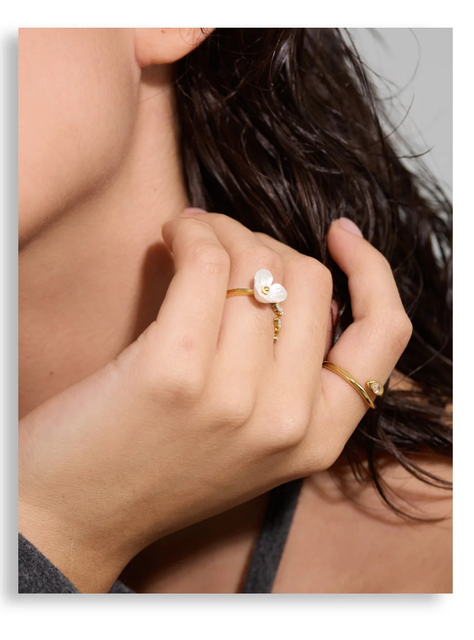 Yhpup New Stainless Steel Zirconia Snake Adjustable Ring Gold & Platinum Plated Minimalist Chic Fashion Jewelry Hypoallergenic IWAMON-BIJOUX