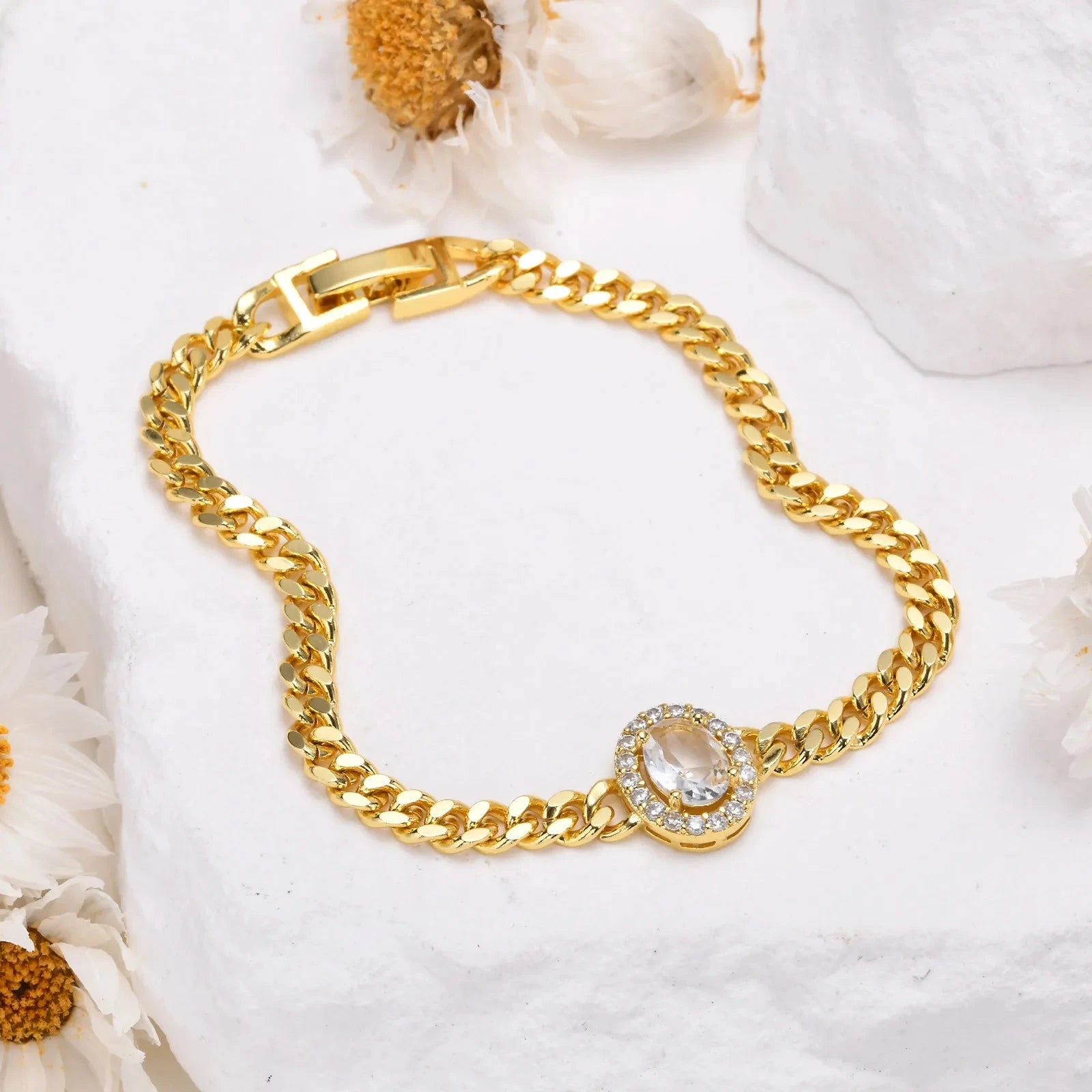 IWAMON-BIJOUX-Bracelets Chaîne Dorés avec Pierres - Zircons Colorés Femme IWAMON-BIJOUX