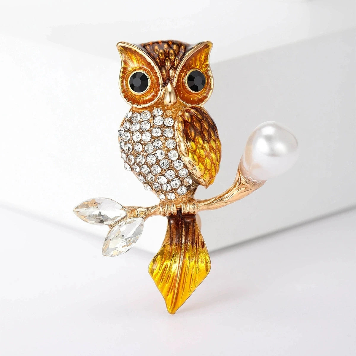 Trendy Double Owl Brooches Rhinestone Brooch Badge Pin Bird Animal Party Casual Suit Decoration Badge For Women Corsage Gifts IWAMON-BIJOUX