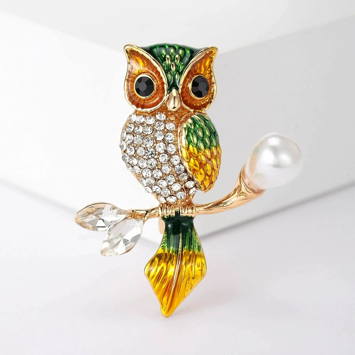 Trendy Double Owl Brooches Rhinestone Brooch Badge Pin Bird Animal Party Casual Suit Decoration Badge For Women Corsage Gifts IWAMON-BIJOUX