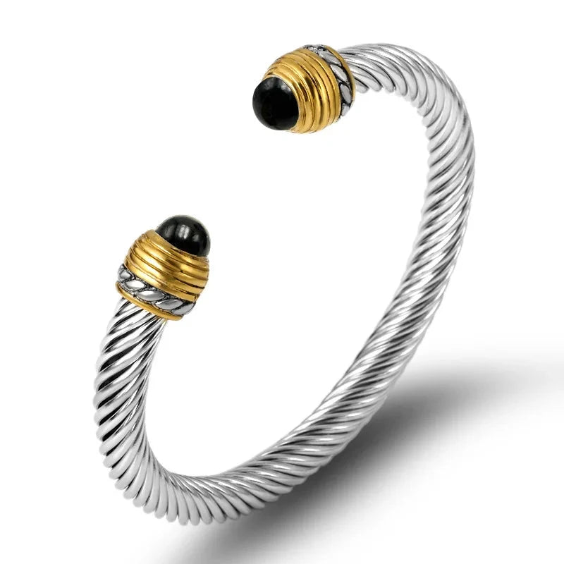 Bracelet Jonc Torsadé Acier Inoxydable - Ajustable IWAMON-BIJOUX