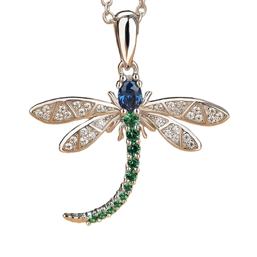 Collier Pendentif Libellule Élégant - Zircons Colorés IWAMON-BIJOUX