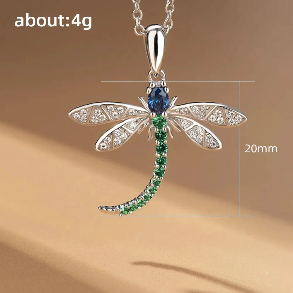 Collier Pendentif Libellule Élégant - Zircons Colorés IWAMON-BIJOUX