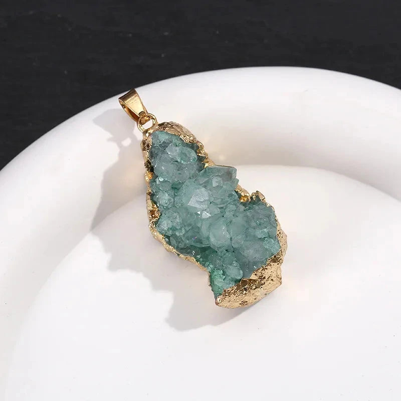 IWAMON -BIJOUX- Géode d'Agate Pierre Naturelle - Bordure Dorée IWAMON-BIJOUX