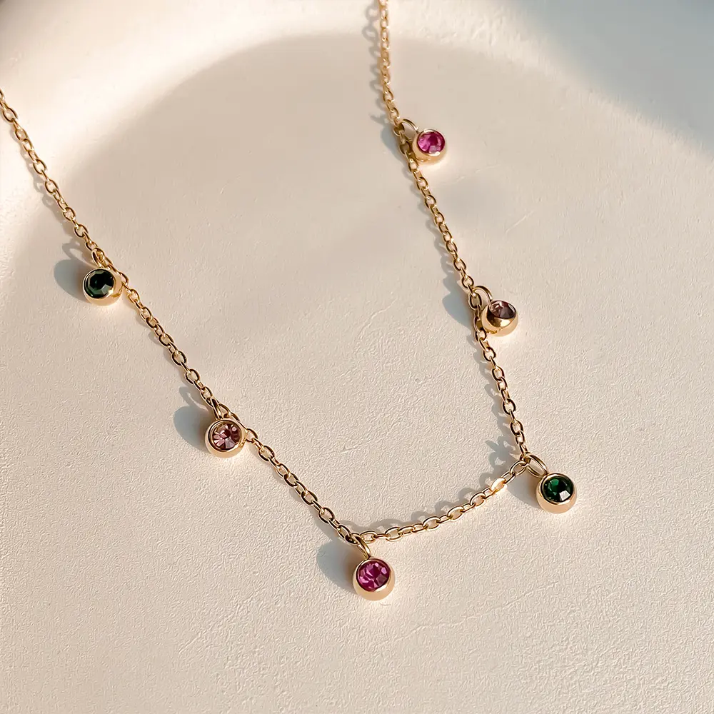 IWAMON-BIJOUX - Collier Chaîne Pierres Colorées Multicolores IWAMON-BIJOUX