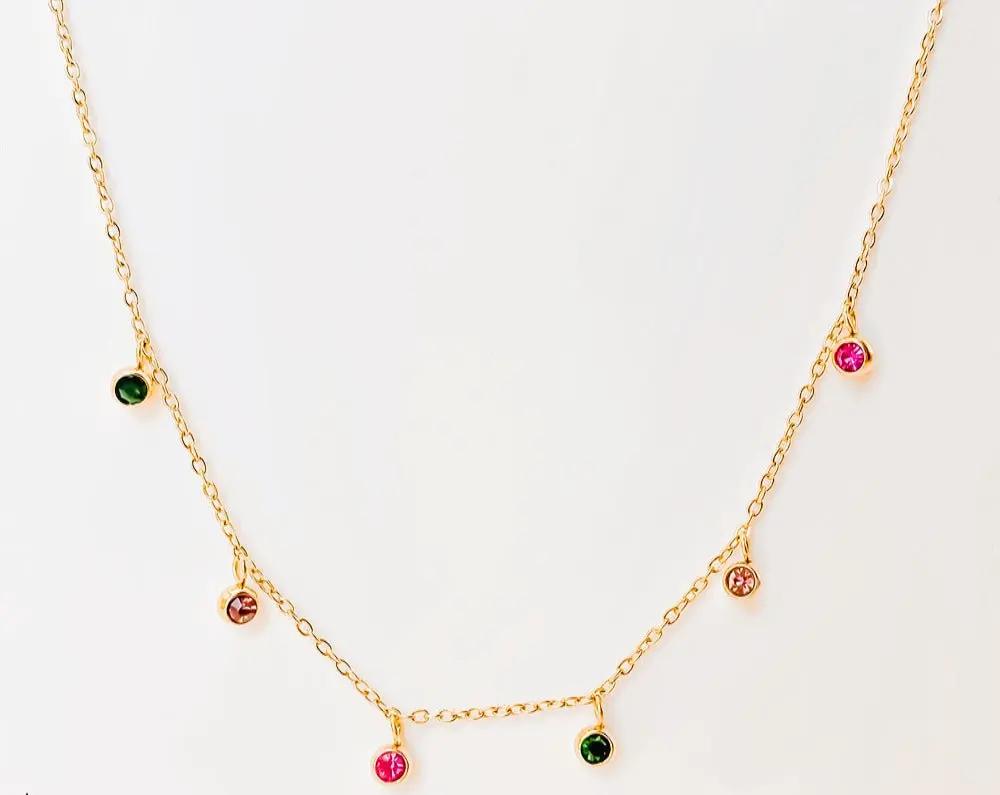 IWAMON-BIJOUX - Collier Chaîne Pierres Colorées Multicolores IWAMON-BIJOUX