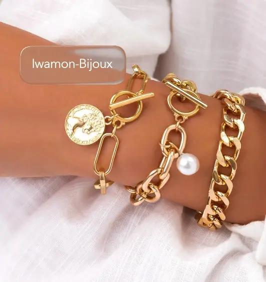 IWAMON-BIJOUX-Set de 4 bracelets dorés sophistiqués IWAMON-BIJOUX