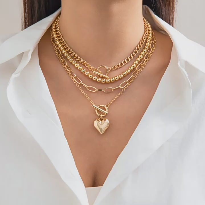 IWAMON-BIJOUX -Collier multi rangs doré sophistiqué